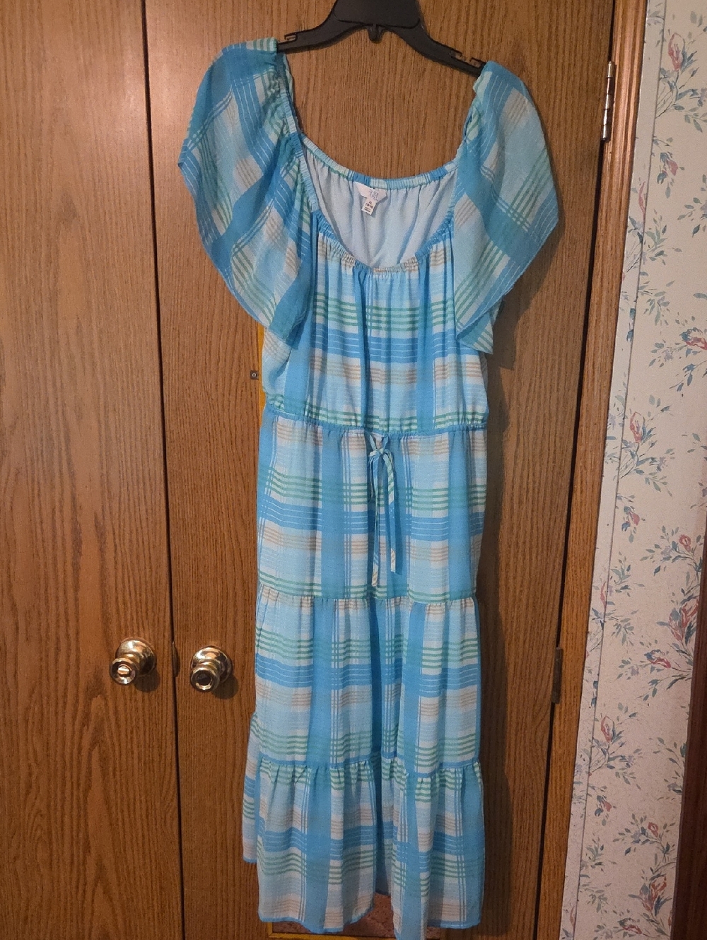 Time and Tru Blue Striped Elastic Waist Dress